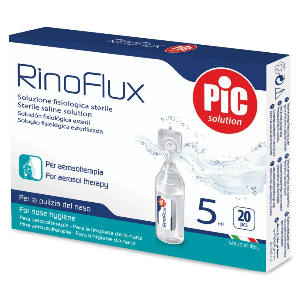 Pic Rinoflux - Soluzione fisiologica per la detersione nasale, 20 flaconcini da 5 ml