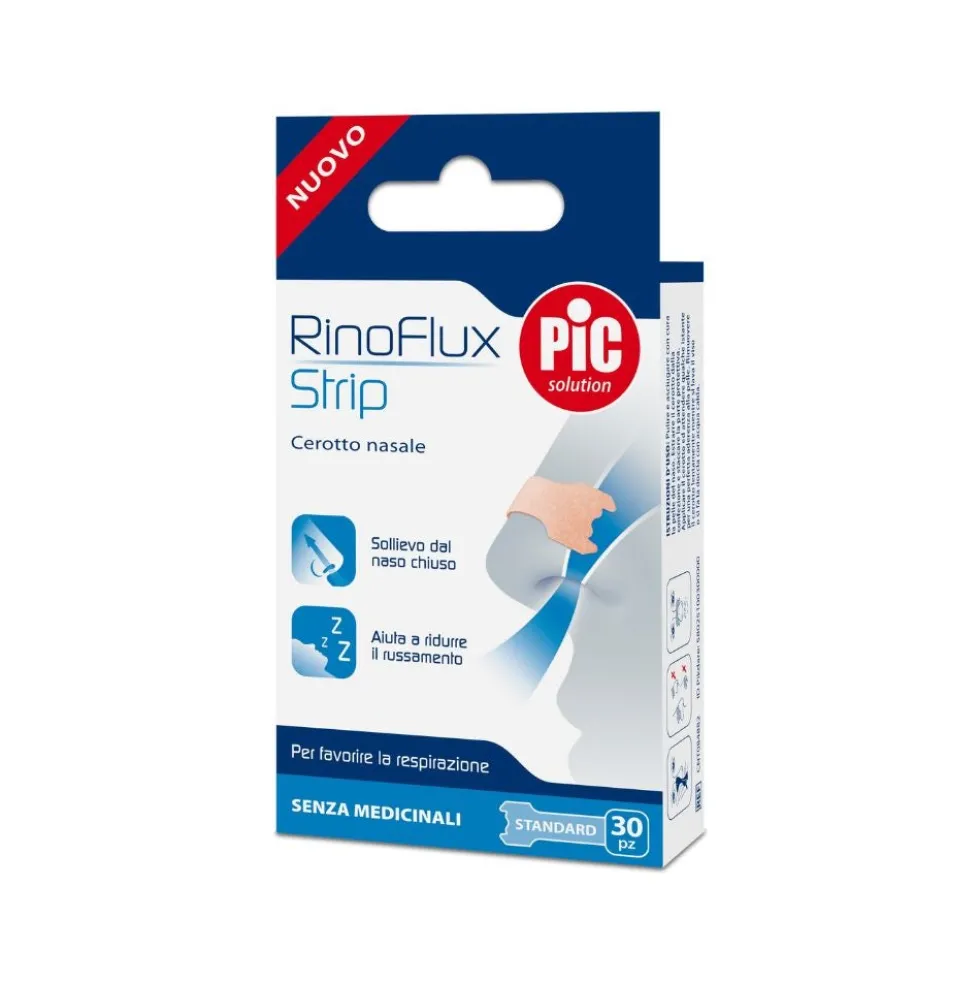 Pic RinoFlux Strip Cerotti Nasali Misura Standard 56x18mm, 30 Pezzi