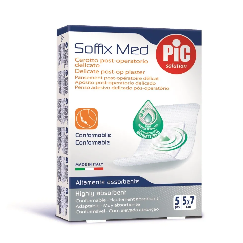 Pic Soffix Med - Cerotto post-operatorio delicato 5x7 cm, 5 medicazioni