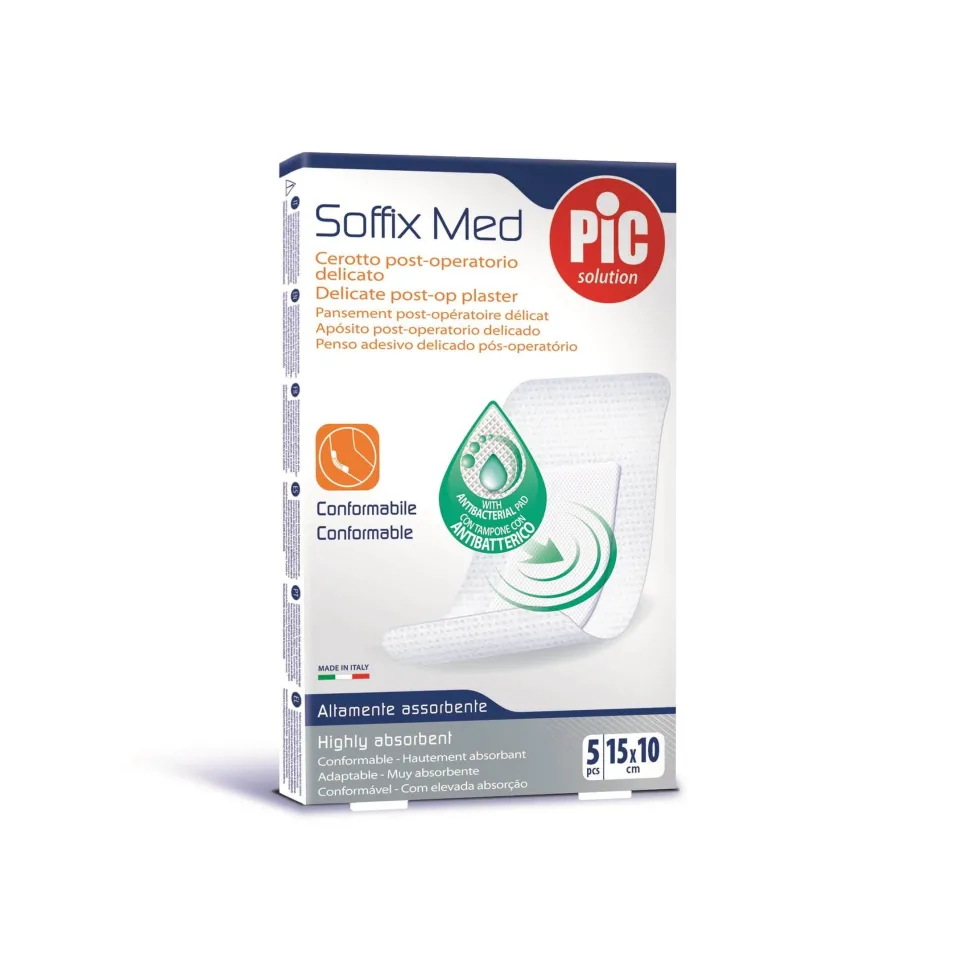Pic Soffix Med - Cerotto post-operatorio delicato 15x10 cm, 5 medicazioni