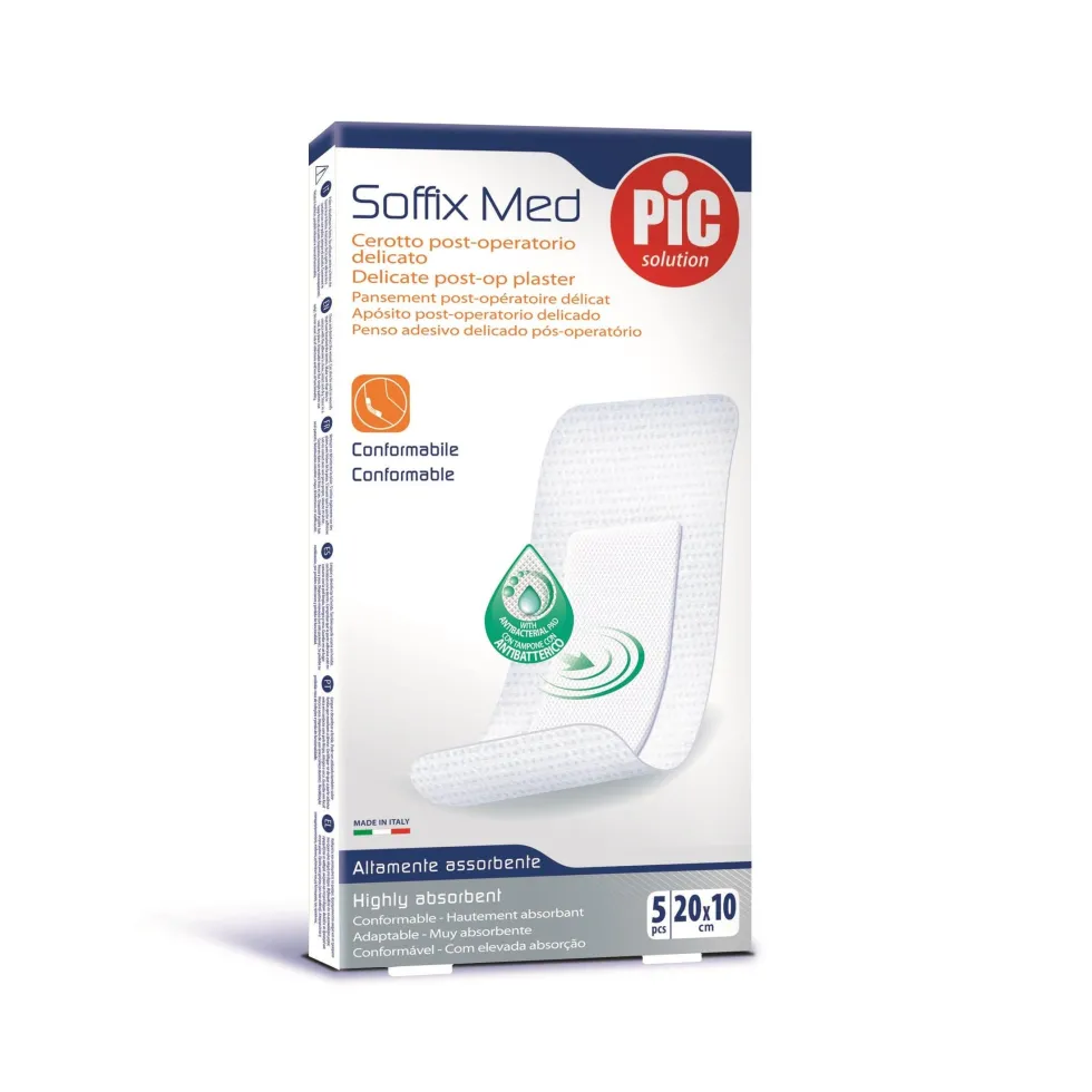 Pic Soffix Med - Cerotto post-operatorio delicato 10x20 cm, 5 medicazioni