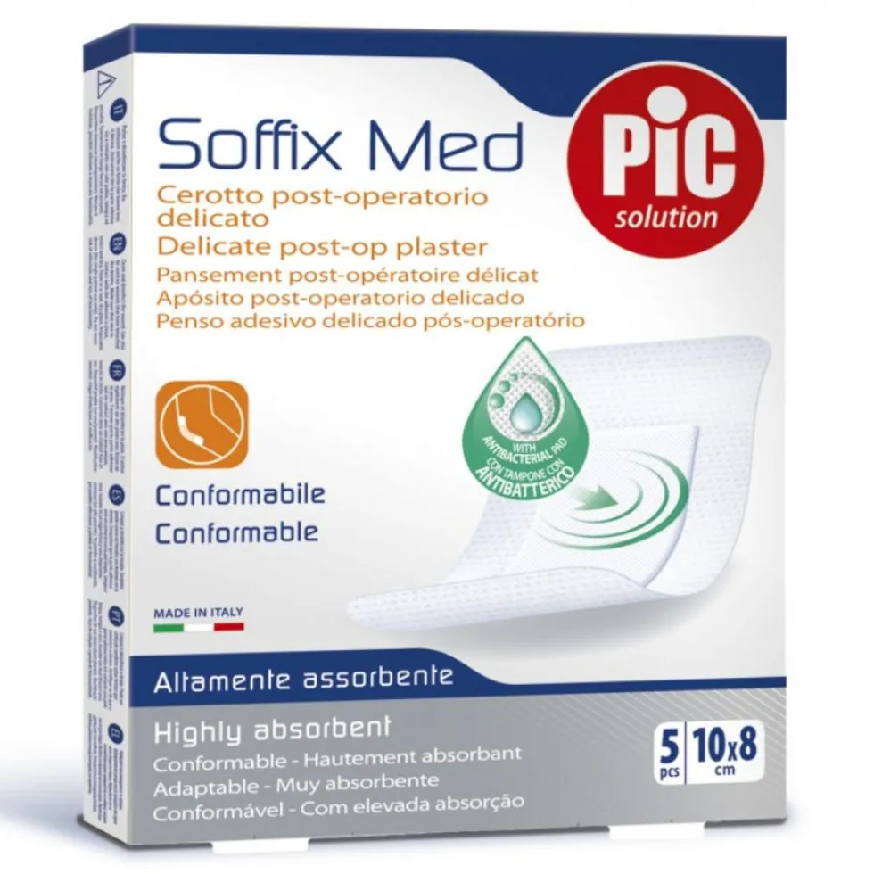 Pic Soffix Med - Cerotto post-operatorio delicato 10x8 cm, 5 medicazioni