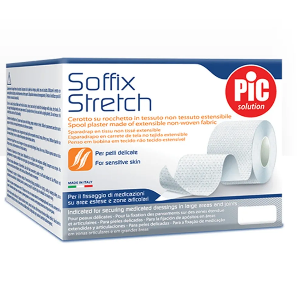 Pic Soffix Stretch - Cerotto estensibile per il fissaggio di medicazioni, 1 rotolo da 10 cm x 2 m