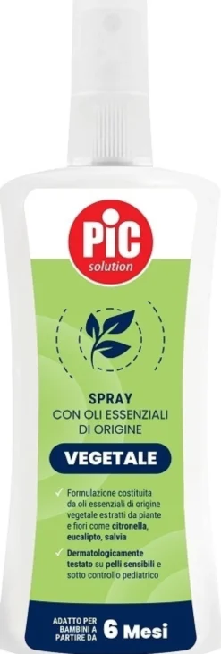 Pic spray protettivo - Repellente vegetale antizanzare per il corpo, flacone da 100 ml