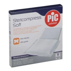 Pic Stericompress Soft - Garze sterili per la medicazione delle ferite, 12 compresse da 7,5x7,5 cm