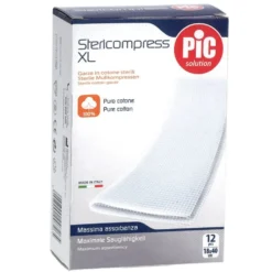 Pic Stericompress XL - Compresse di Garza sterile 18x40 cm, 12 compresse