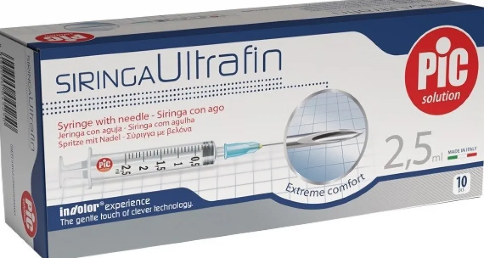 Pic Ultrafin Extreme G23 Siringa sterile monouso con ago, 10 pezzi da 2,5 ml