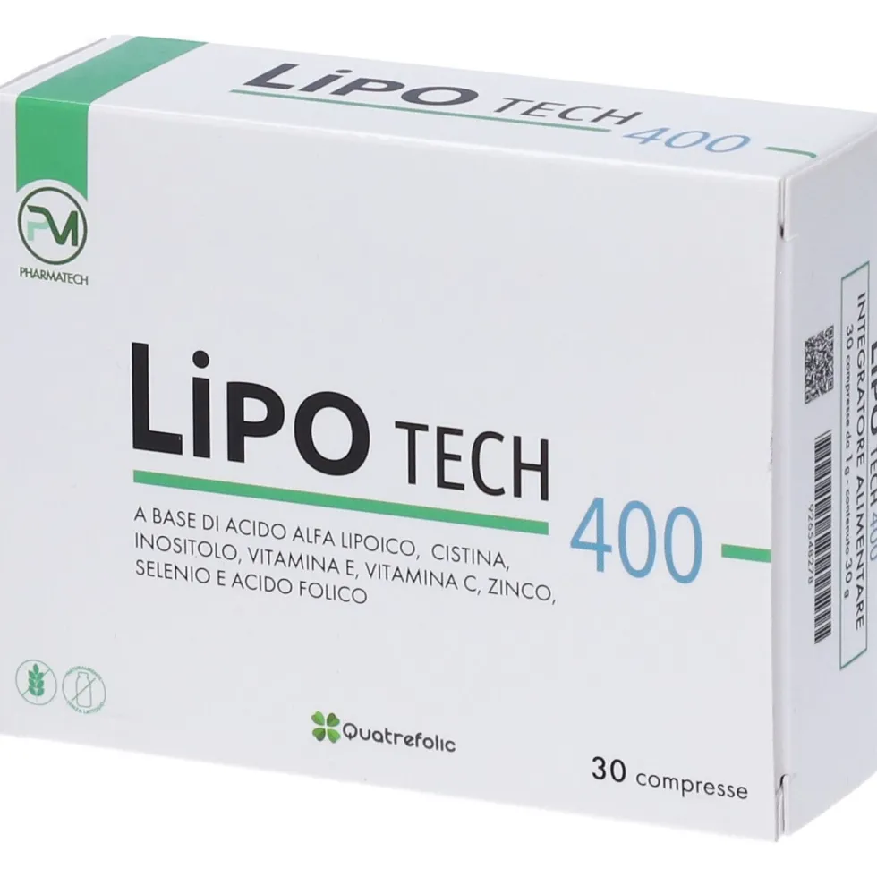 Piemme Pharmatech Lipotech 400 - Integratore alimentare contro lo stress ossidativo, 30 compresse