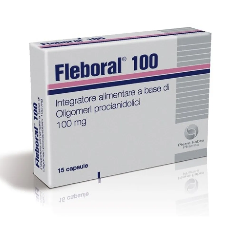 Pierre Fabre Fleboral 100 - Integratore alimentare per il microcircolo e gambe gonfie, 15 capsule