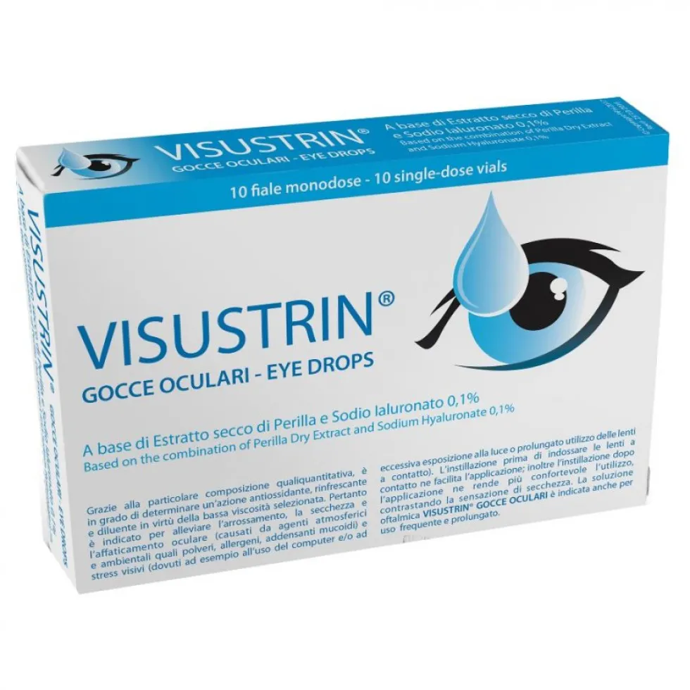 Pietrasanta Pharma Visustrin - Soluzione oftalmica Gocce oculari per la secchezza, 10 monodose