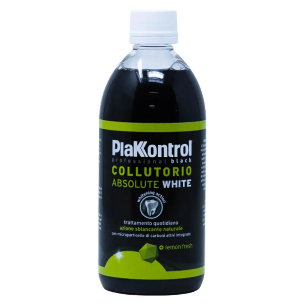 Plakkontrol Absolute White Collutorio Nero ad azione Sbiancante, 500ml