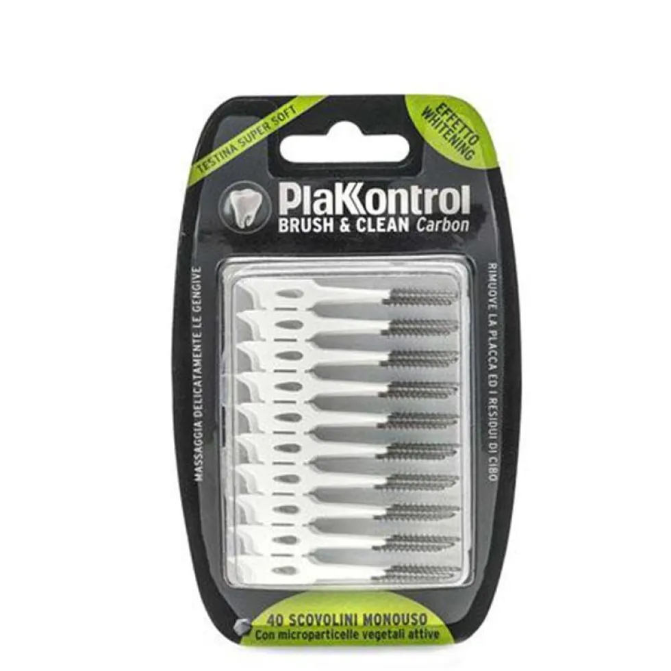 Plakkontrol Brush E Clean Carbon Scovolino Monouso Testina In Gomma 40 Pezzi