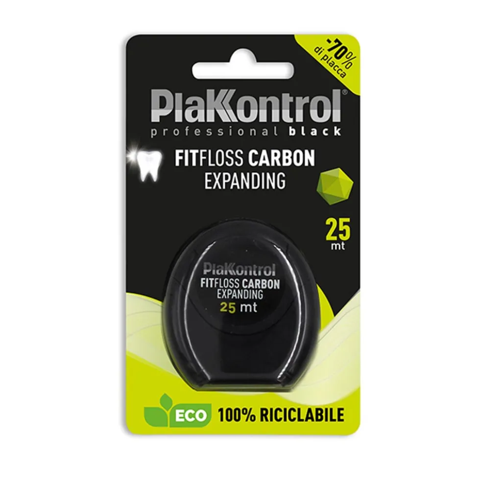 Plakkontrol Fit Floss Carbon Expanding Filo Interdentale 25 metri, 1 pezzo