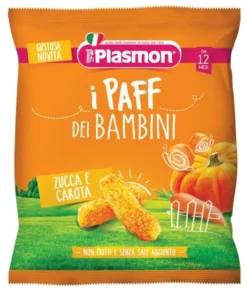Plasmon I Paff dei Bambini Zucca e Carota - Snack Plasmon per bambini senza glutine, 15 g