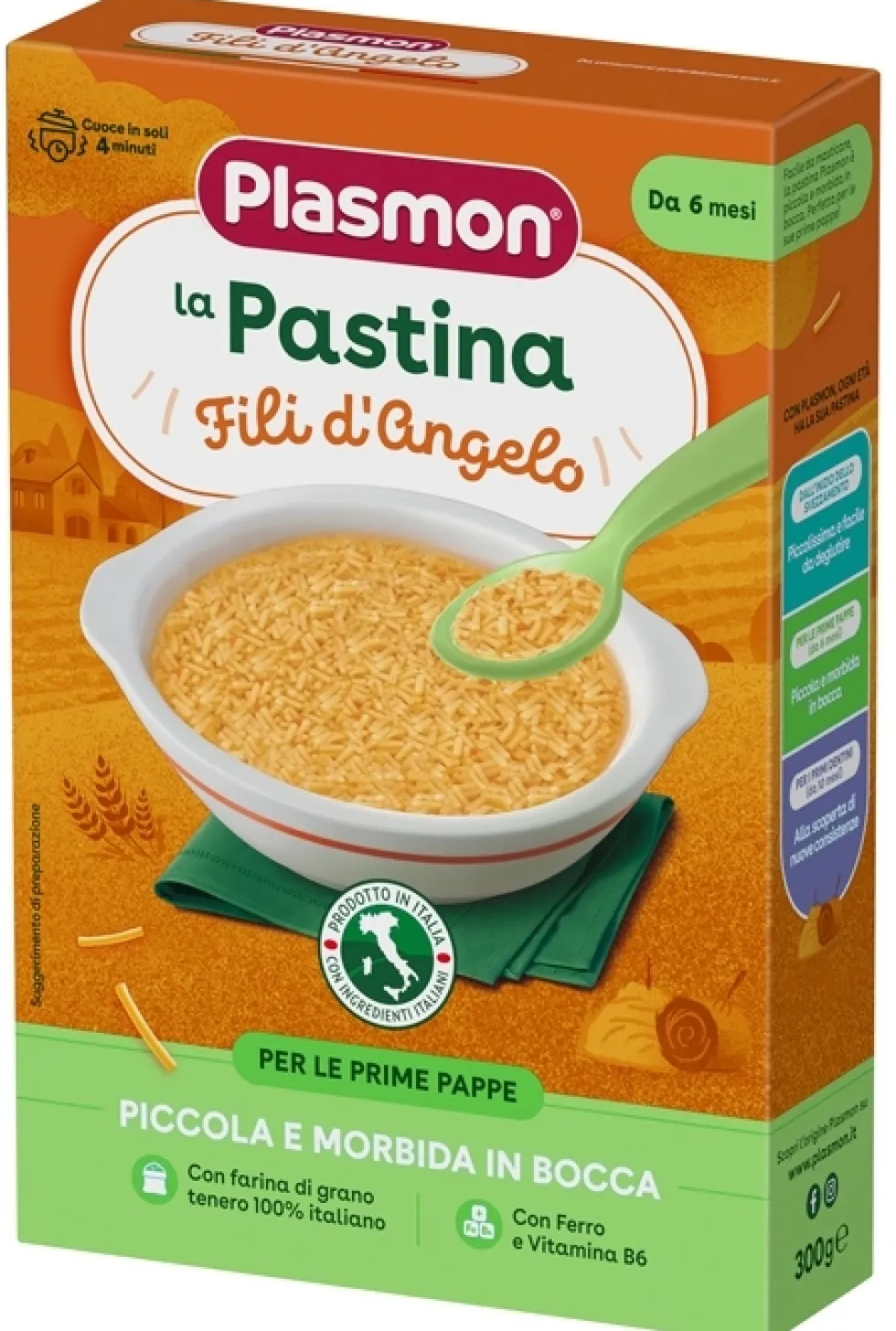 Plasmon La pastina - Pasta fili dangelo Plasmon per lo svezzamento dai 6 mesi, 300 g