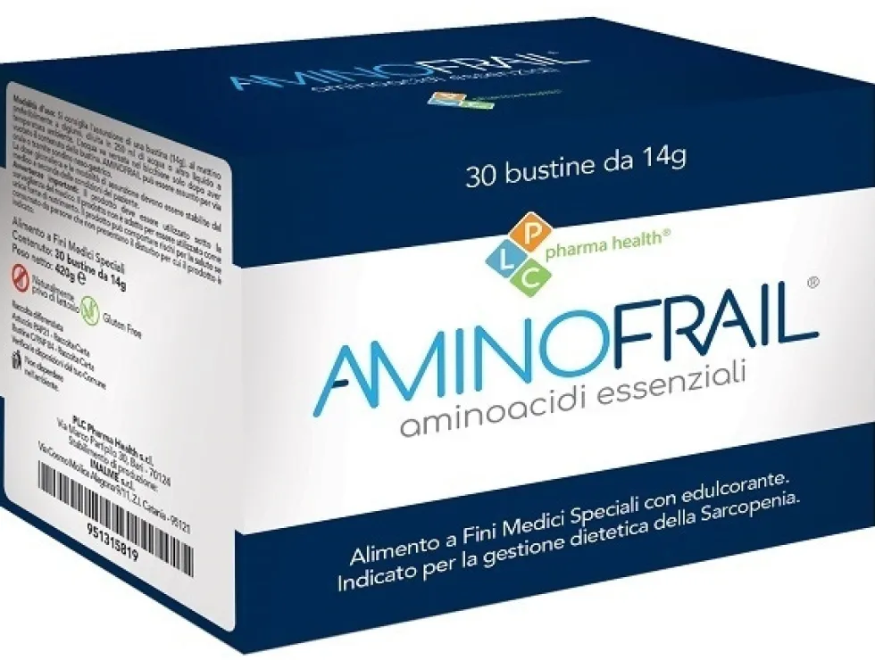 PLC Pharma Health Aminofrail - Aminofrail 30 bustine integratore per la sarcopenia, 420 g