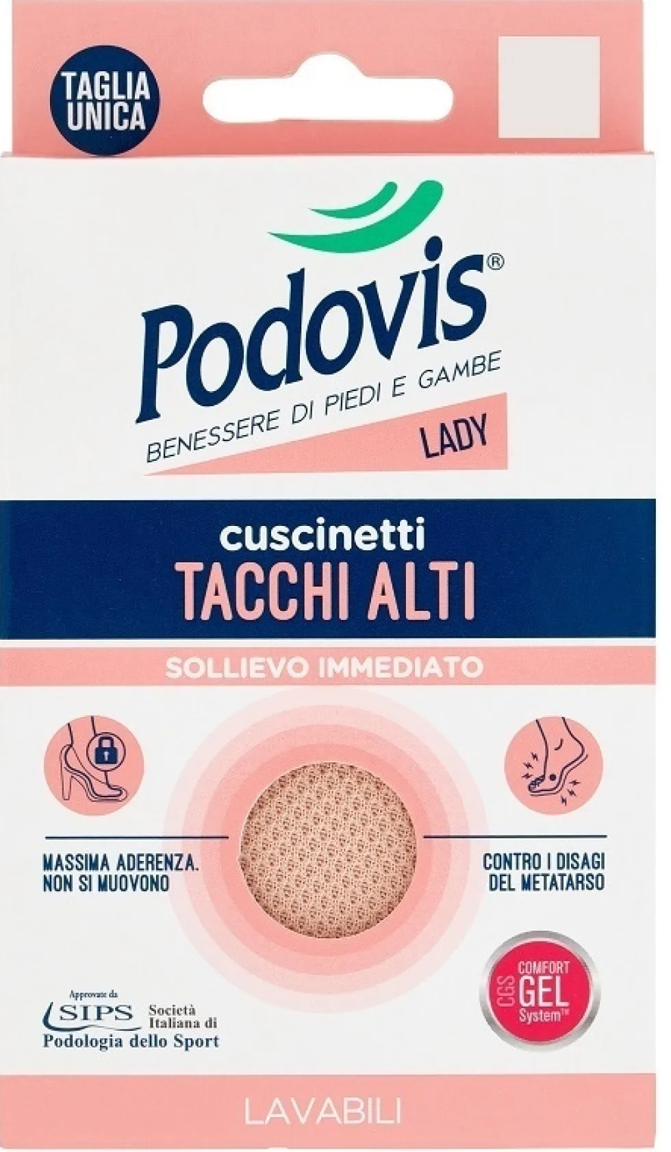Podovis Cuscinetti Lady per tacchi alti - Gel traspirante per il sollievo del metatarso, 1 paio