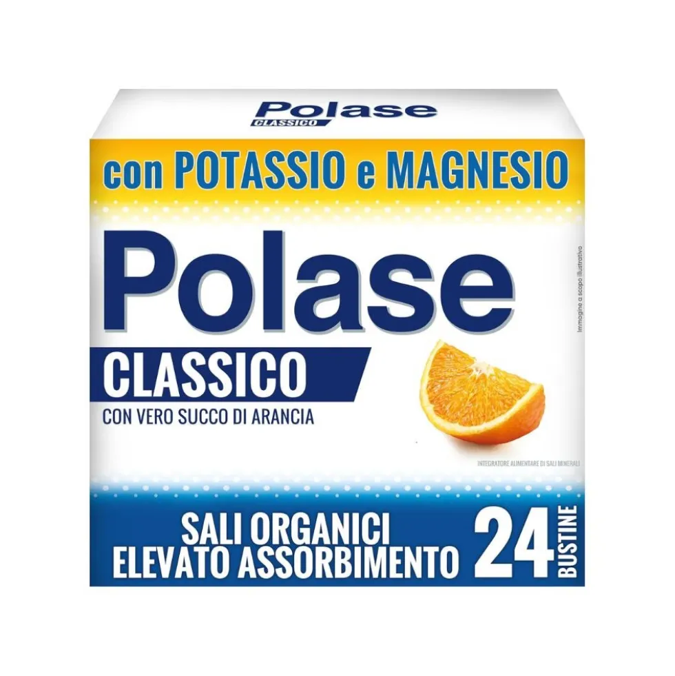 Polase Classico Arancia - Integratore di potassio e magnesio per la stanchezza, 24 bustine