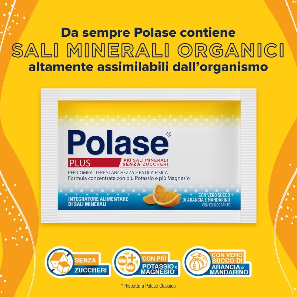 Polase Plus - Integratore alimentare di potassio e magnesio per la stanchezza, 24 bustine