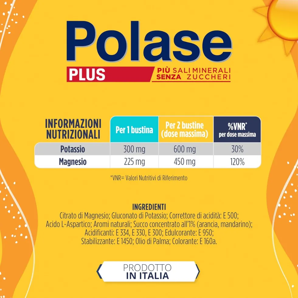 Polase Plus - Integratore alimentare di potassio e magnesio per la stanchezza, 24 bustine