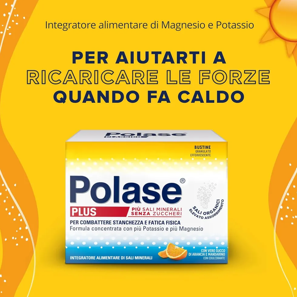 Polase Plus - Integratore alimentare di potassio e magnesio per la stanchezza, 24 bustine