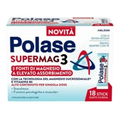Polase Supermag3 Integratore Alimentare a base di 3 fonti di Magnesio, 18 stick