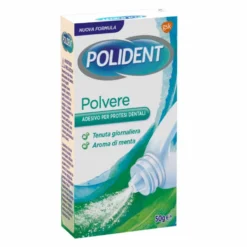 Polident Polvere Adesivo per Protesi Dentale Tenuta Giornaliera Gusto Menta, 50g