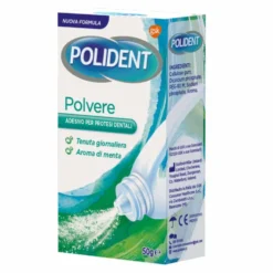 Polident Polvere Adesivo per Protesi Dentale Tenuta Giornaliera Gusto Menta, 50g