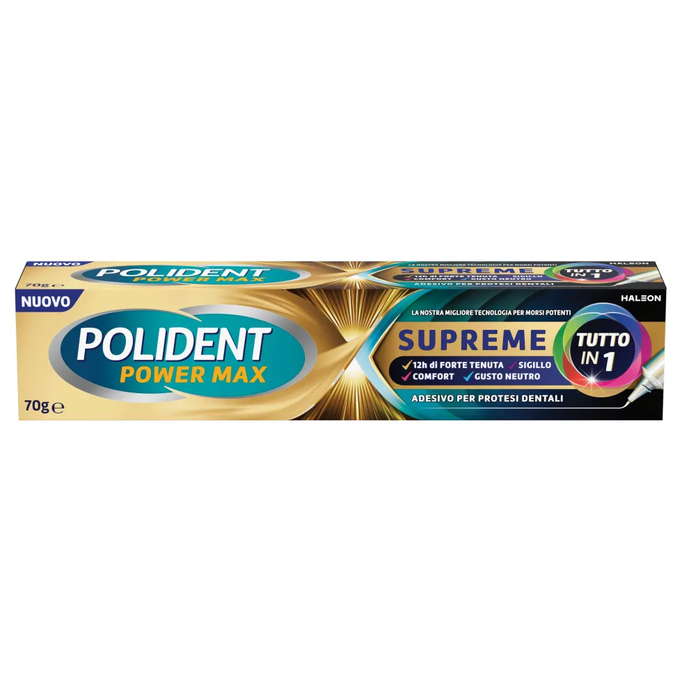 Polident Power Max Supreme - Crema adesiva per protesi dentale per una forte tenuta, 70 g
