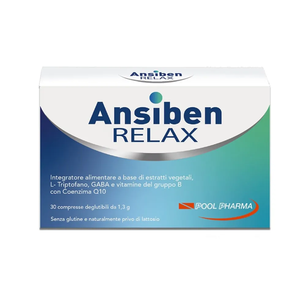 Pool Pharma Ansiben Relax Integratore contro Ansia e Stress, 30 Compresse