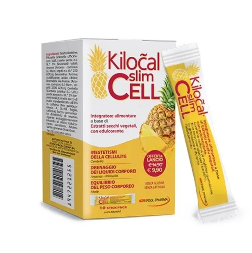 Pool Pharma Kilocal Slim Cell - Integratore anticellulite per il drenaggio dei liquidi, 10 stick