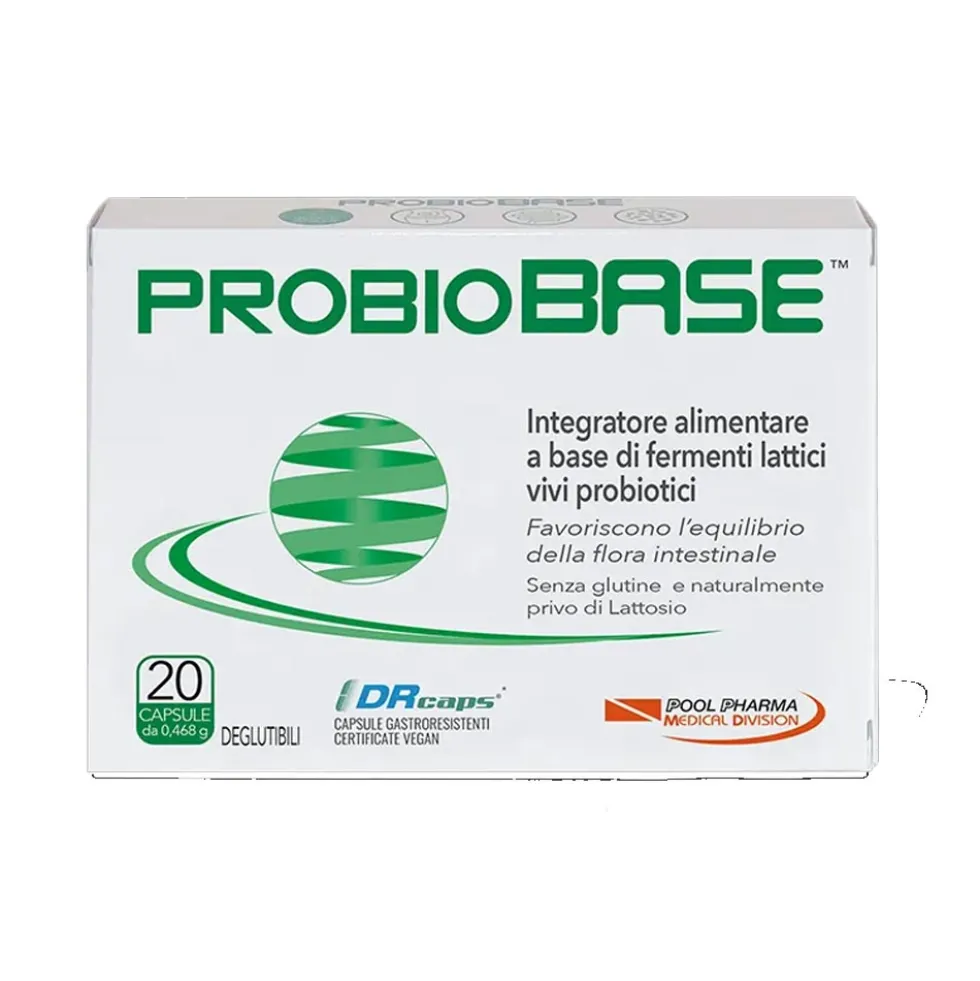 Pool Pharma Probiobase Integratore di Fementi Lattici Vivi, 20 Capsule