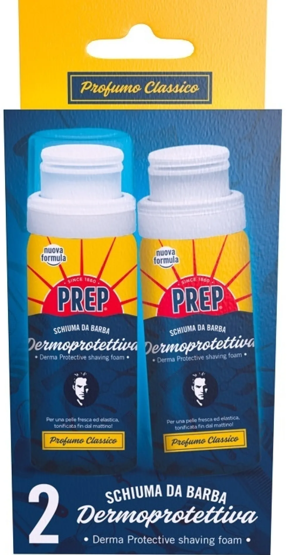 Prep Schiuma da Barba Dermoprotettiva, 2 Mini Schiume x 50ml