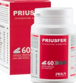 Prius Pharma Priusfer - Integratore di vitamine e ferro per le difese immunitarie, 60 capsule