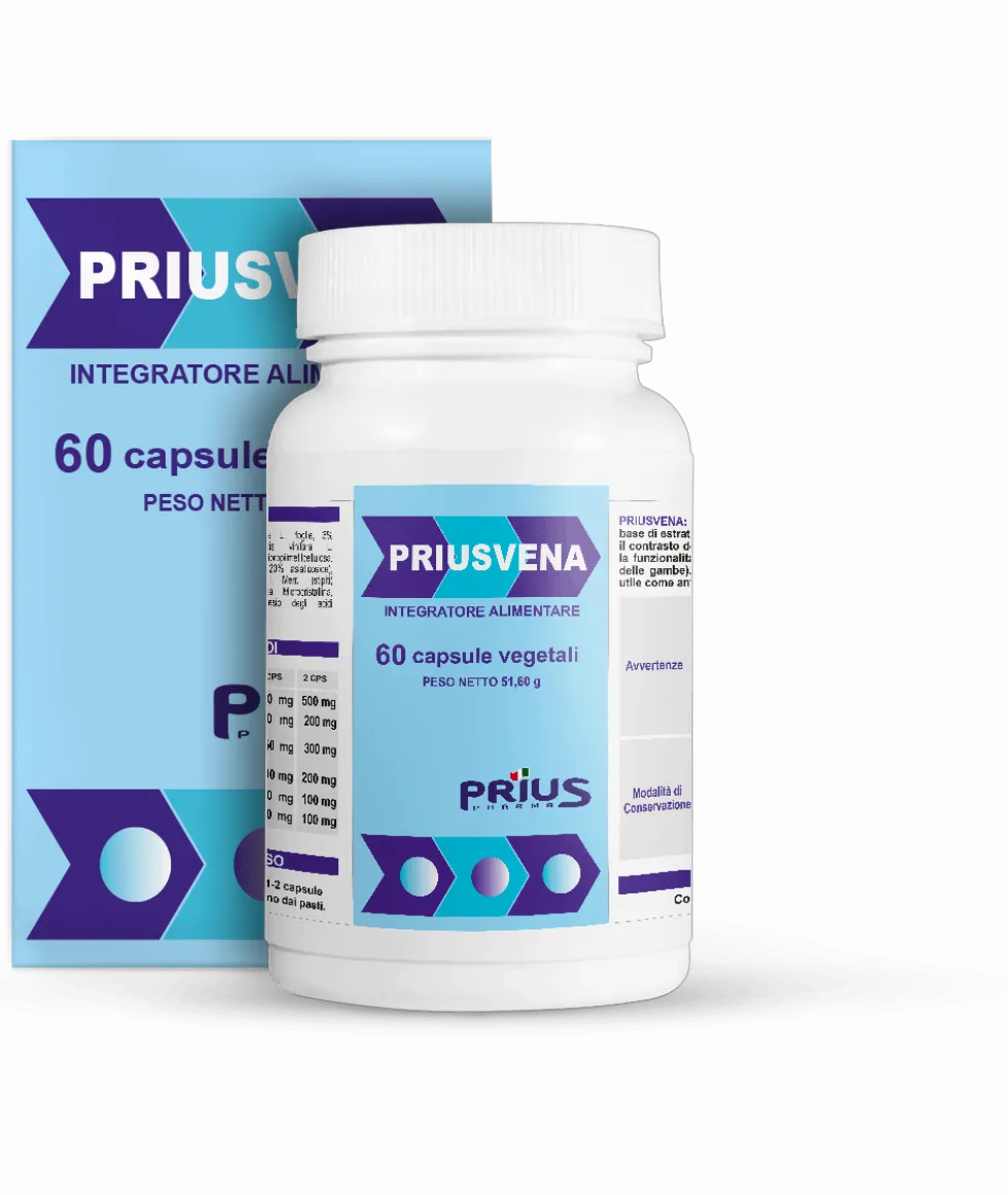 Prius Pharma Priusvena - Integratore per il microcircolo e le gambe gonfie, 60 capsule
