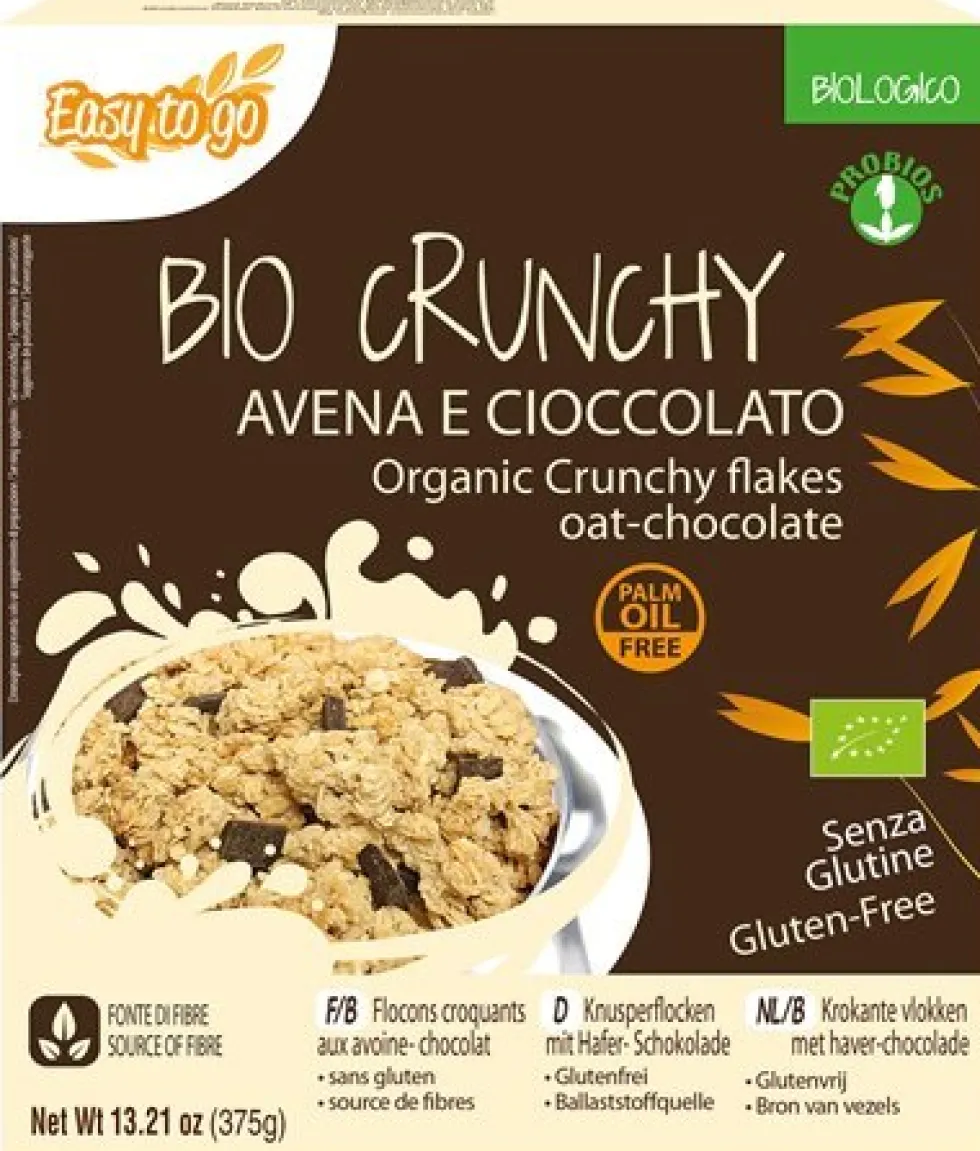 Probios Easy To Go Bio Crunchy - Cereali bio avena e cioccolato senza glutine, 375 g
