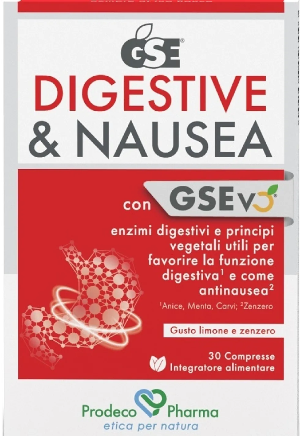 Prodeco Pharma GSE Digestione e Nausea - Integratore per la digestione e la nausea, 30 compresse