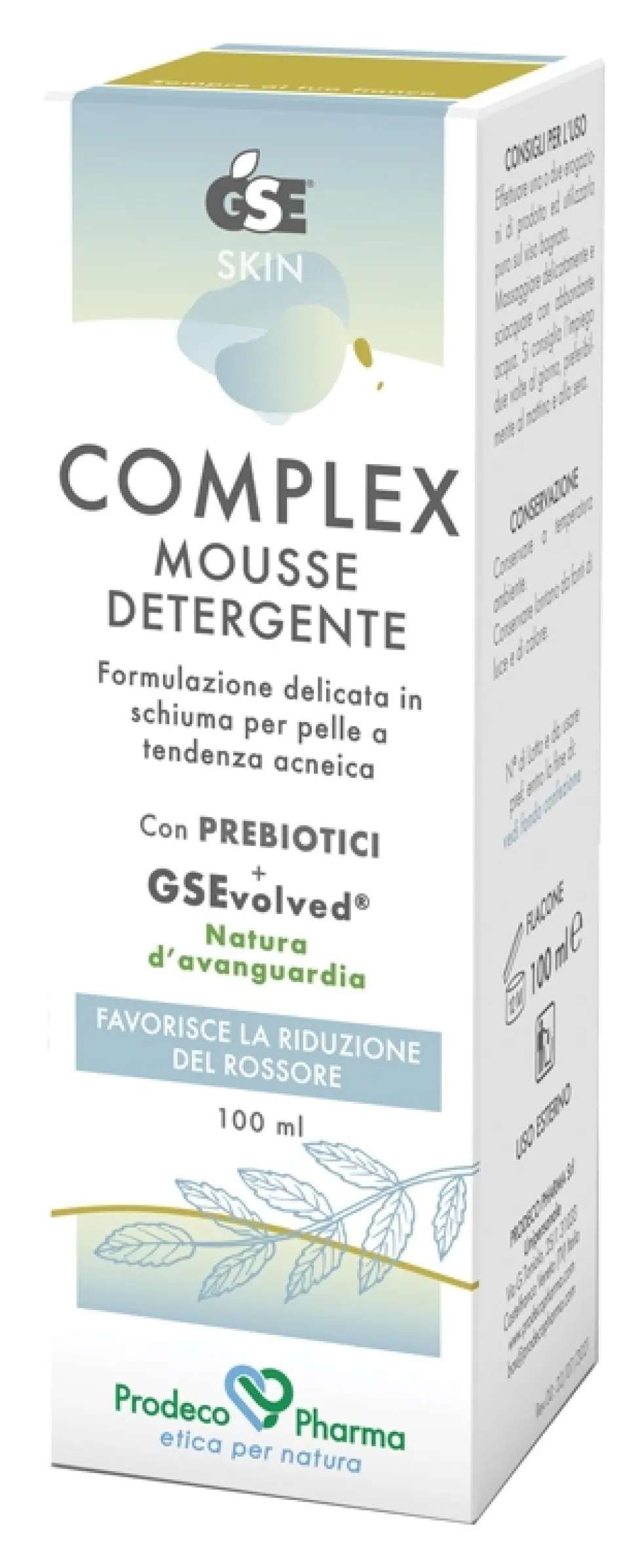 Prodeco Pharma Gse Skin Complex - Mousse detergente per la pelle a tendenza acneica, 100 ml