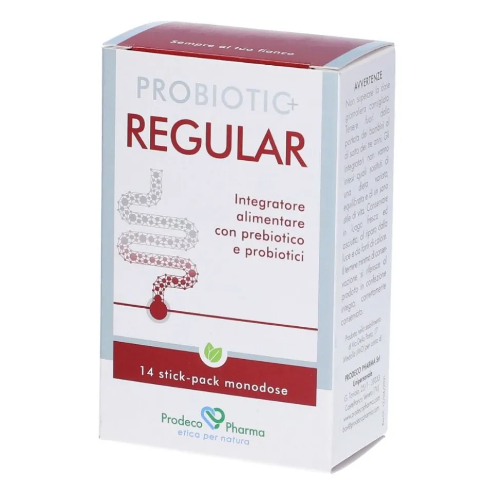 Prodeco Pharma Regular Probiotic+ - Integratore alimentare per la flora intestinale, 14 bustine