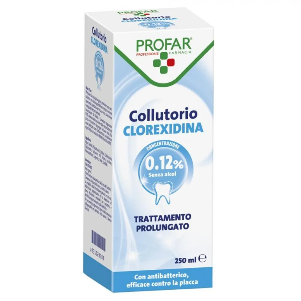Profar Collutorio alla clorexidina 0,12% - Collutorio antiplacca per uso prolungato, 250 ml