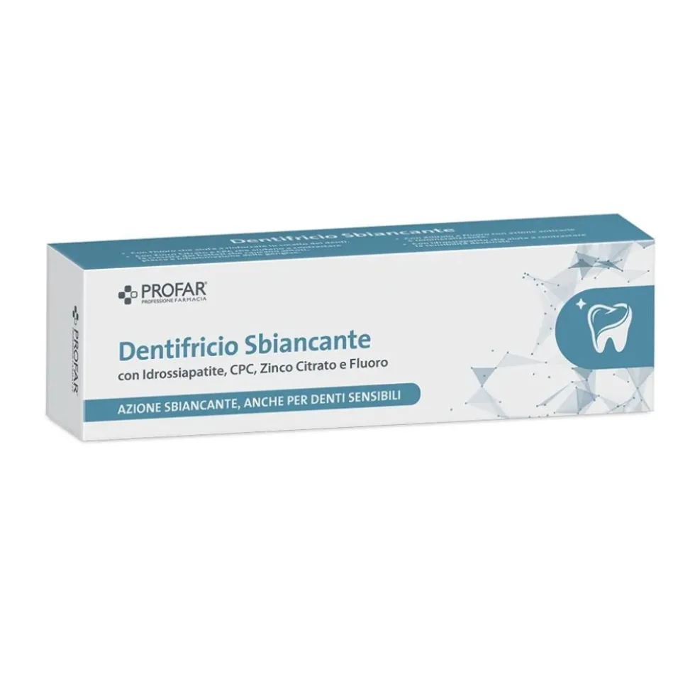 Profar Dentifricio sbiancante al fluoro anticarie per lo sbiancamento dentale, 75 ml