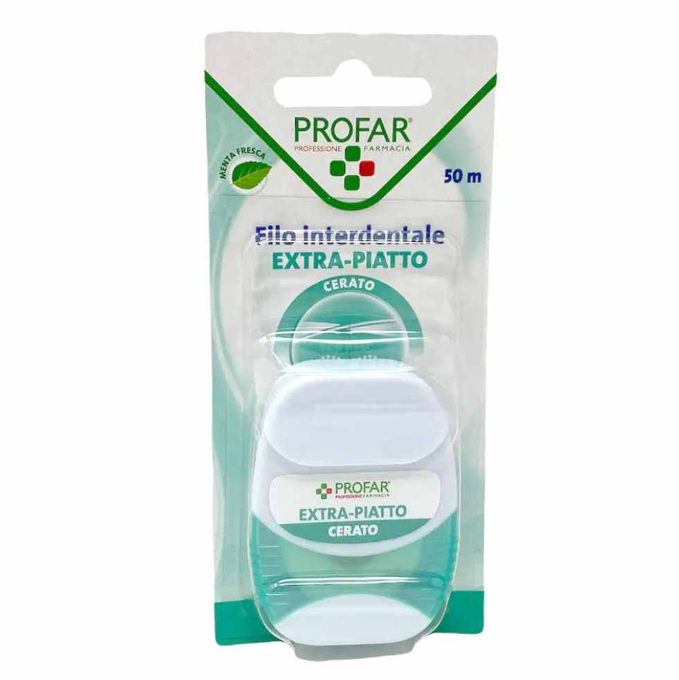 Profar Filo Interdentale Extra-Piatto Cerato 50m Menta Fresca, 1 Pezzo