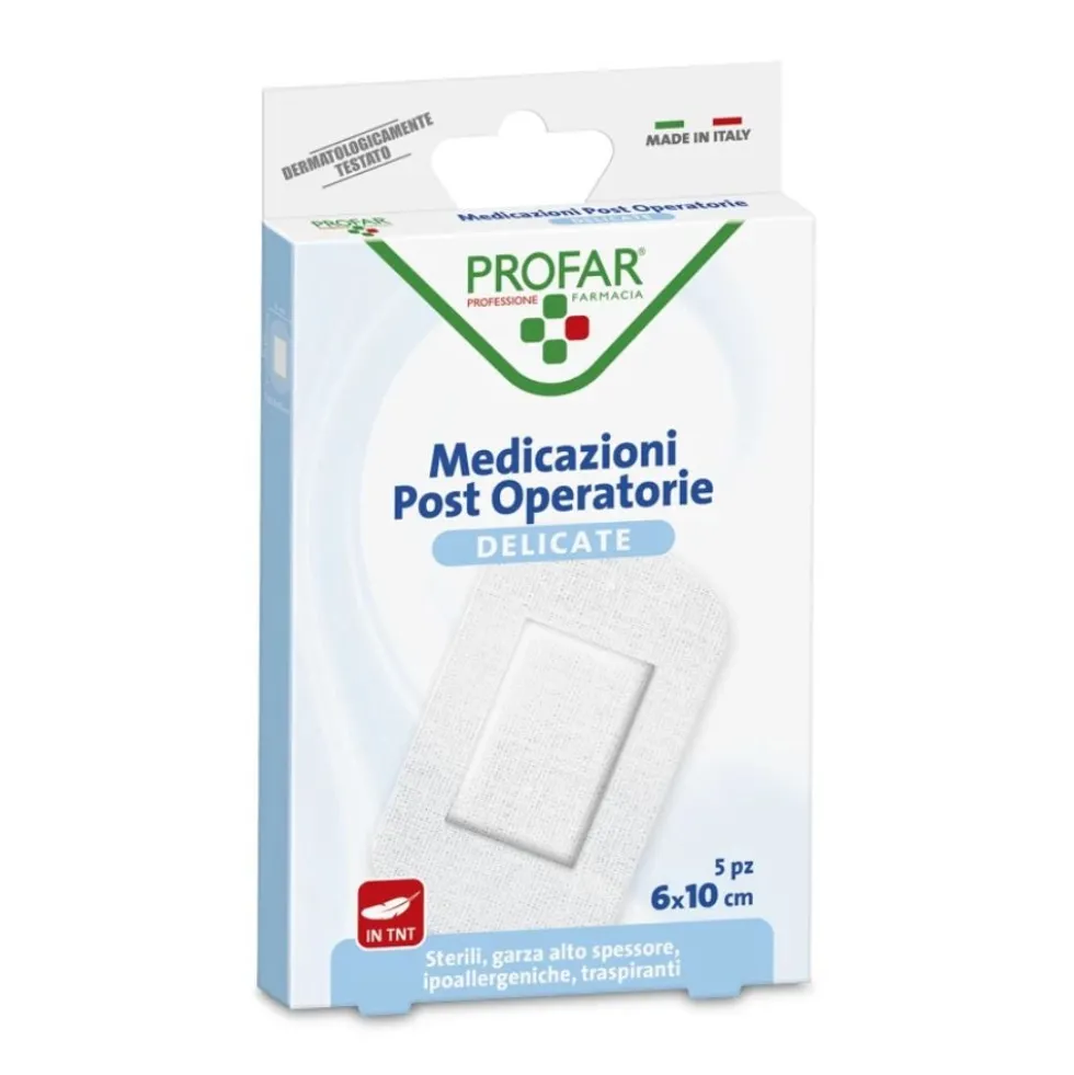 Profar Medicazioni post operatorie - Cerotti sterili per le ferite, 5 medicazioni da 6x10 cm