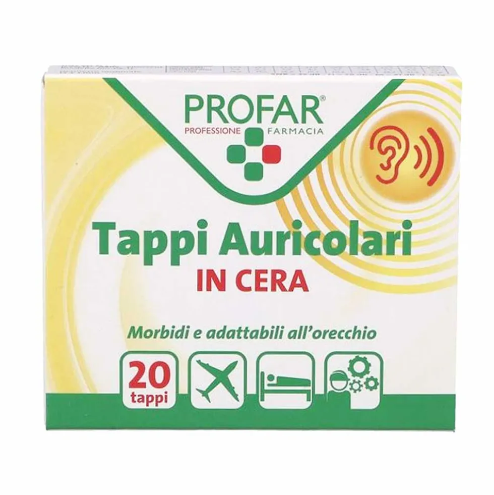 Profar Tappi Auricolari in Cera Morbidi e Adatti all'Orecchio, 20 Pezzi