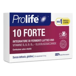Prolife 10 Forte - Integratore di fermenti lattici e vitamine per la flora intestinale, 20 capsule