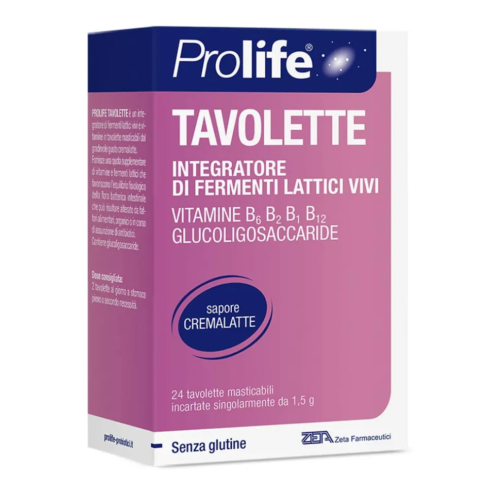 Prolife Tavolette Integratore di Fermenti Lattici dai 2 Anni, 24 Tavolette