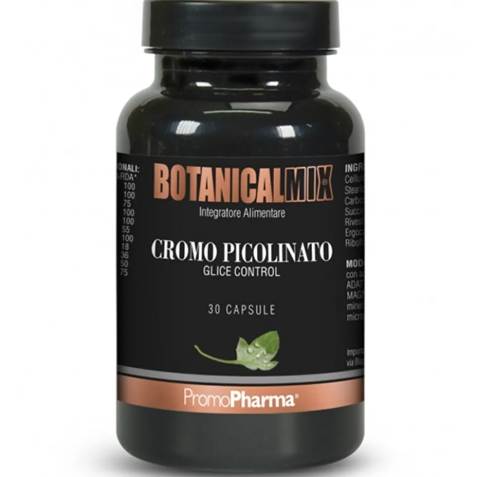Promopharma Botanical Mix Glice Control - Cromo picolinato integratore per la glicemia, 30 capsule