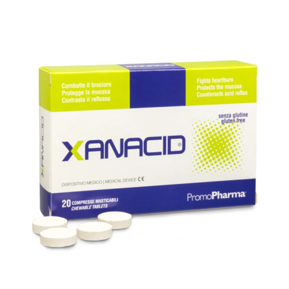 PromoPharma Xanacid - Compresse masticabili antiacido per il bruciore e il reflusso, 20 compresse