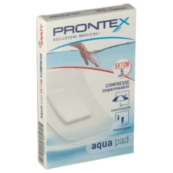 Prontex Aqua Pad - Compressa adesiva impermeabile per le ferite, 5 compresse da 5x7 cm