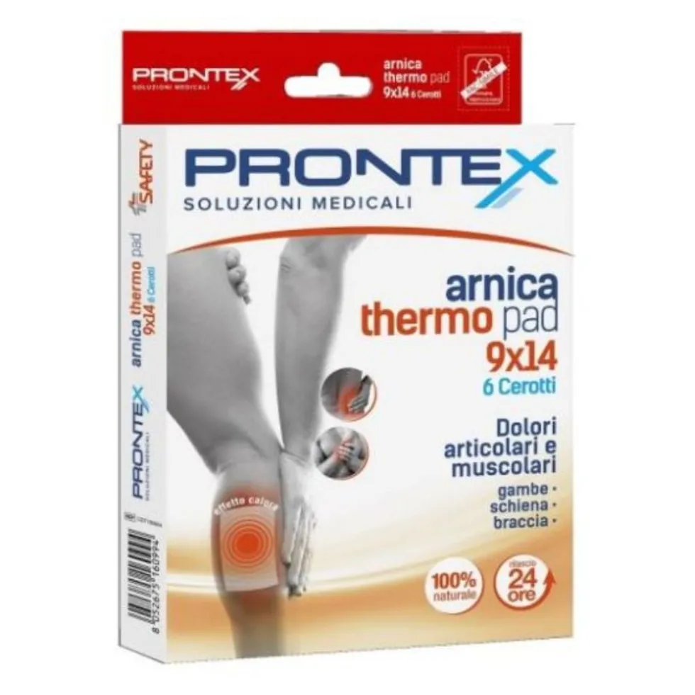 Prontex Arnica Thermo Pad Cerotti Dolori Articolari e Muscolari Gambe Schiena Braccia Misura 9 x 14 cm, 6 Cerotti